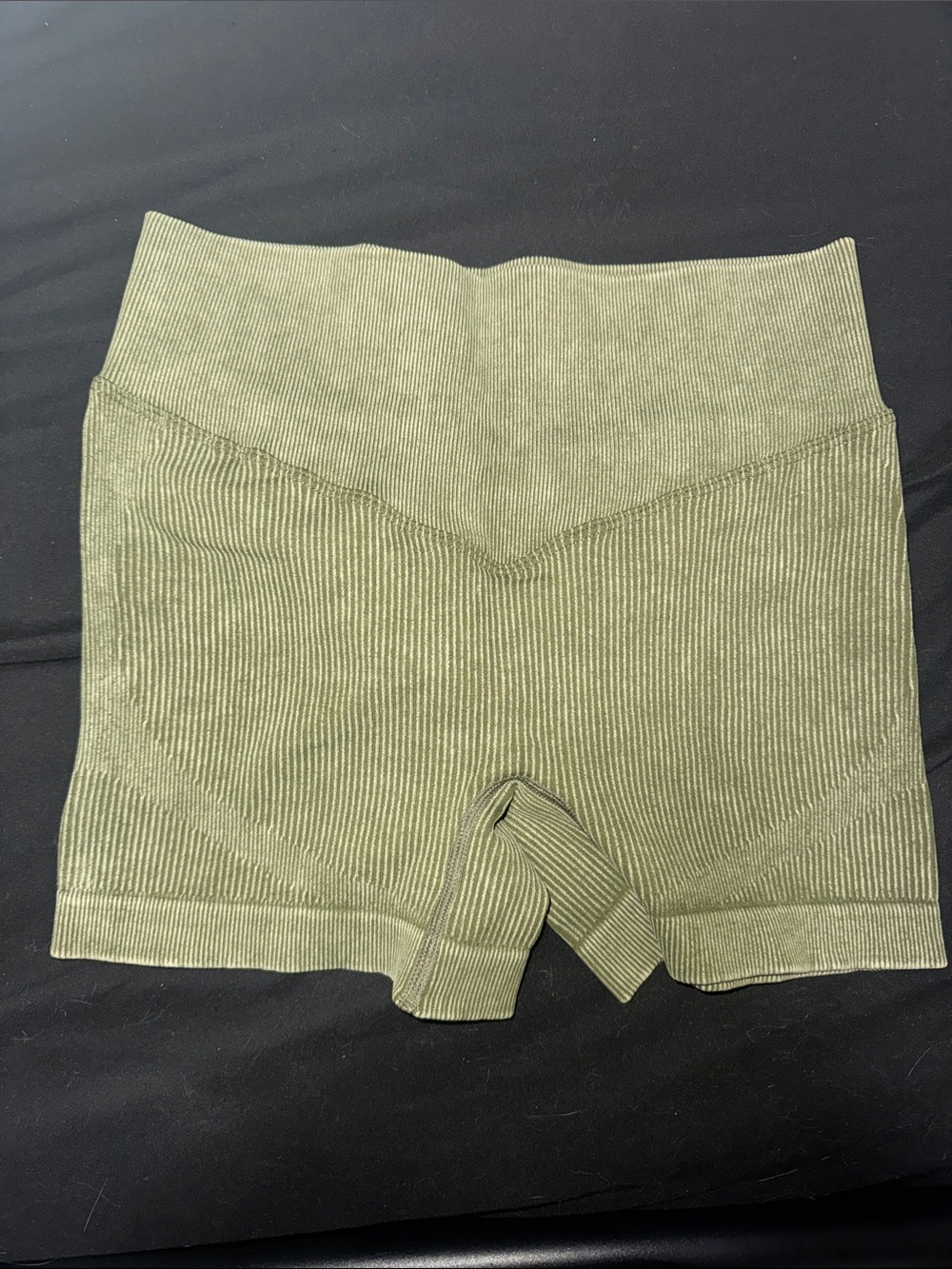 High-Waist Seamless Knit Women’s Shorts - Olive Green